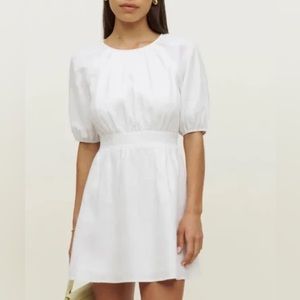 White linen Reformation Irwin dress